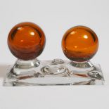 Baccarat Amber and Colourless Glass Sculpture, late 20th century, overall 5.5 x 9.6 x 4.9 in — 14 x