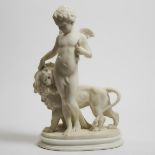 Pietro Bazzanti (Italian, 1825-1895), CUPID WITH A LION, height 27 in — 68.6 cm