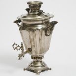 Russian Nickel Plated Samovar, Batashev, late 19th/early 20th century, height 18 in — 45.7 cm