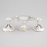 Pair of Canadian Silver Low Candlesticks and a Footed Comport, Poul Petersen, Montreal, Que., mid-20