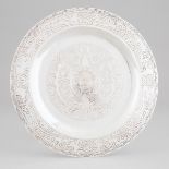 Mexican Silver Circular Plate, 20th century, diameter 11.9 in — 30.2 cm