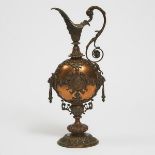 Victorian Rennaisance Revival Patinated Bronze and Copper Mantle Ewer, c.1870, height 18.25 in — 46.