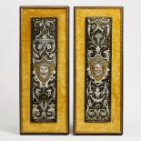 Pair of Limoges Enamel Plaques, 19th century, each plaque 25.25 x 6.5 in — 64.1 x 16.5 cm; each fram