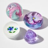 Four Caithness Glass Paperweights, c.1990-2000, largest diameter 3.3 in — 8.5 cm (4 Pieces)