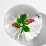 Delmo Tarsitano (American, 1921-1992), Strawberries Glass Paperweight, 20th century, diameter 2.6 in