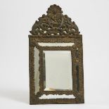 Dutch Baroque Brass Repoussé Mirror-Framed Cushion Mirror, 18th century, 23.5 x 12.5 in — 59.7 x 31.