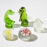 Five Altaglass Paperweights, 20th century, largest height 5.4 in — 13.8 cm (5 Pieces)