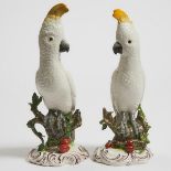 Pair of Nymphenburg Models of Yellow-Crested Cockatoos, 20th century, height 13.4 in — 34 cm (2 Piec