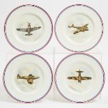 Four Royal Worcester WWII Aircraft Plates, Ivor Williams, c.1940, diameter 10.6 in — 26.8 cm (4 Piec