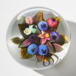 Melissa Ayotte (American, b.1971) Miniature Blueberries and Flowers Glass Paperweight, 2004, diamete