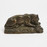 Jacques-Auguste Fauginet (French, 1809–1847), LIONESS DEVOURING HER PREY, height 4 in — 10.2 cm, len