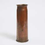 WWI Propaganda Trench Art Decorated "70 Squadron, France' Field Gun Shell Casing, c.1917, height 11.