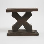 Modern African Carved Wood Stool, 16 x 17.75 x 9 in — 40.6 x 45.1 x 22.9 cm