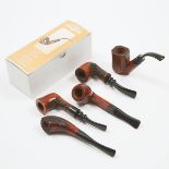 Five Tobacco Pipes by Trypis, Oakwood, ON, Canada, 21st. century, average length 5.7 in — 14.5 cm (5