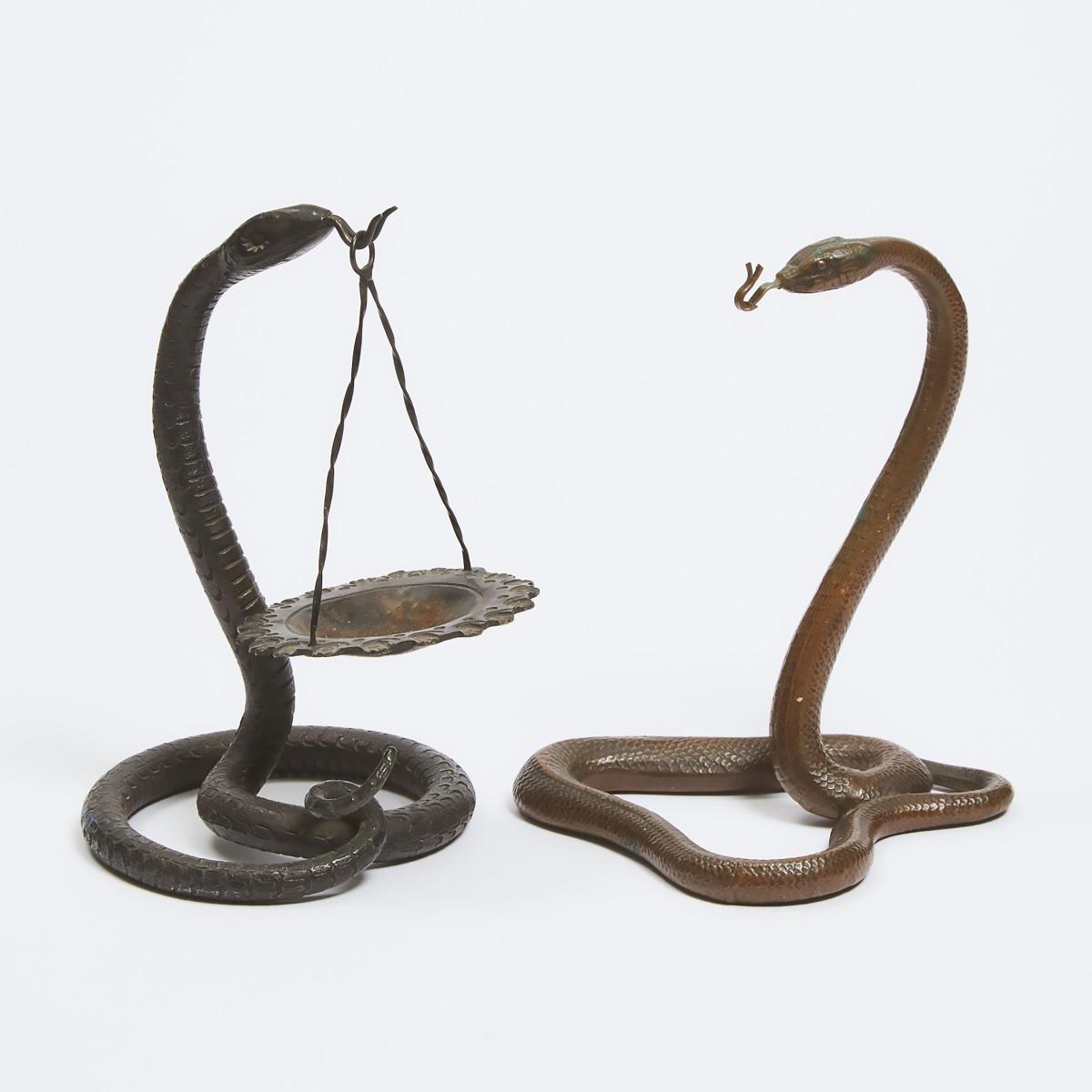 Two Austrian Serpent Form Watch Stands, c.1900, each height 6 in — 15.2 cm