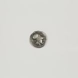 Ancient Coinage, METAPONTUM LUCANIA ATHENA AR DIOBOL, C.325-275 B.C., approx. diameter .5 in — 1.3 c