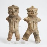 Two Mezcala Pottery Sacrifice Figures, each approx. length 14 in — 35.6 cm