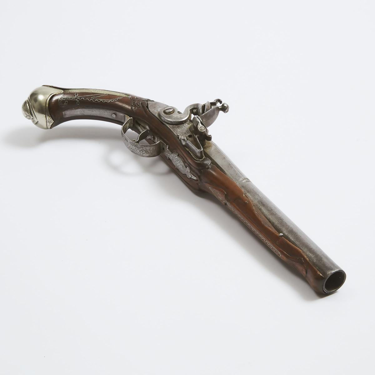 Continental Flintlock Pistol, early 19th century, height 12.75 in — 32.4 cm - Image 3 of 3