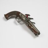 French Side-by-Side' Double Barrelled Flintlock Pistol, 19th century