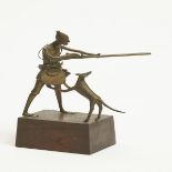 West African Bronze Hunter and Dog, possibly Yoruba/Ashanti, early 20th century, figure height 7 in