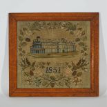 Great Exhibition Needlework Picture of the Crystal Palace, 1851, 24.25 x 26 in — 61.6 x 66 cm