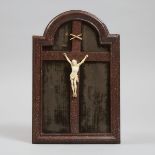 French Carved Ivory and Faux Red Porphyry Crucifixion Plaque, 18th century, 17 x 11.25 in — 43.2 x 2