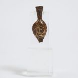 Eastern Mediterranean Core Form Glass Alabastron, 5th-6th century AD, glass height 3 in — 7.6 cm; o