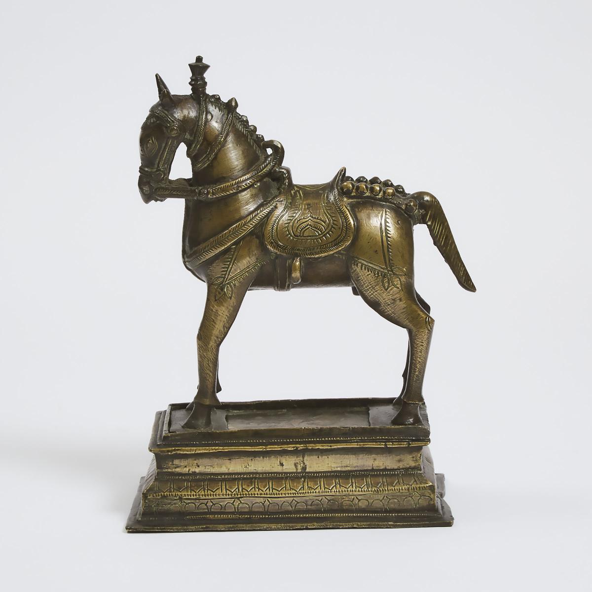 Indian Gilt Brass Model of Khandoba's Horse, 18th or 19th century, 12.25 x 9.25 in — 31.1 x 23.5 cm