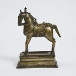 Indian Gilt Brass Model of Khandoba's Horse, 18th or 19th century, 12.25 x 9.25 in — 31.1 x 23.5 cm