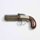 British Pepperbox Pistol, Charles Jones, 26 James Street, London, c.1840, length 8.7 in — 22 cm