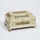 Russian Bone Veneered Casket, Khomolgory, c.1840, 5 x 9.75 x 6.75 in — 12.7 x 24.8 x 17.1 cm