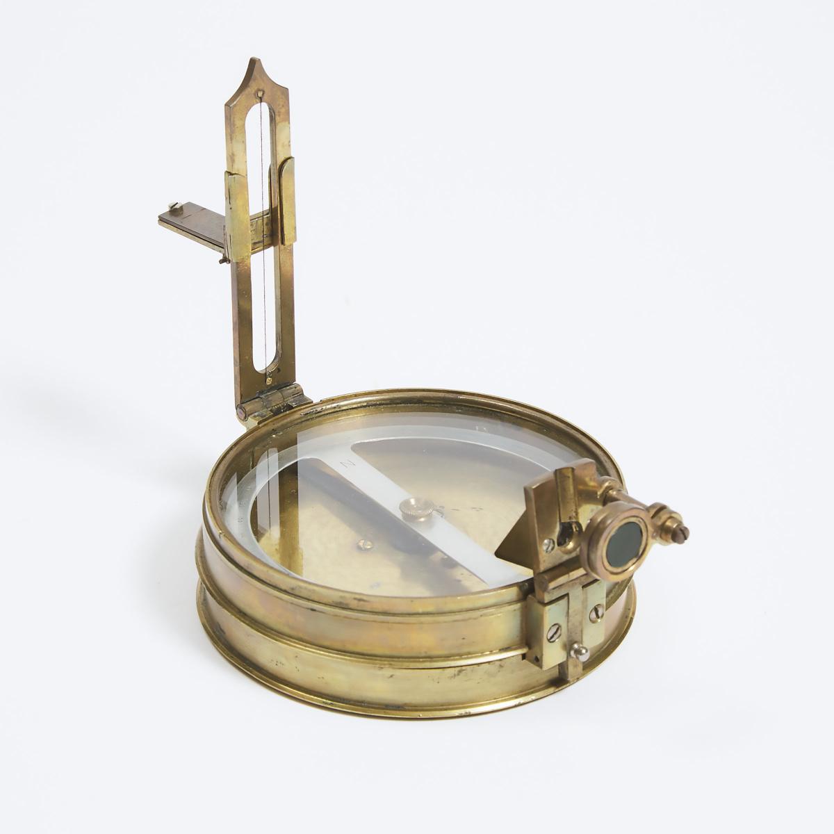 British Colonial Brass Circumferentor Surveyor's Compass, P. Orr & Sons Ltd., Madras, India, late 19