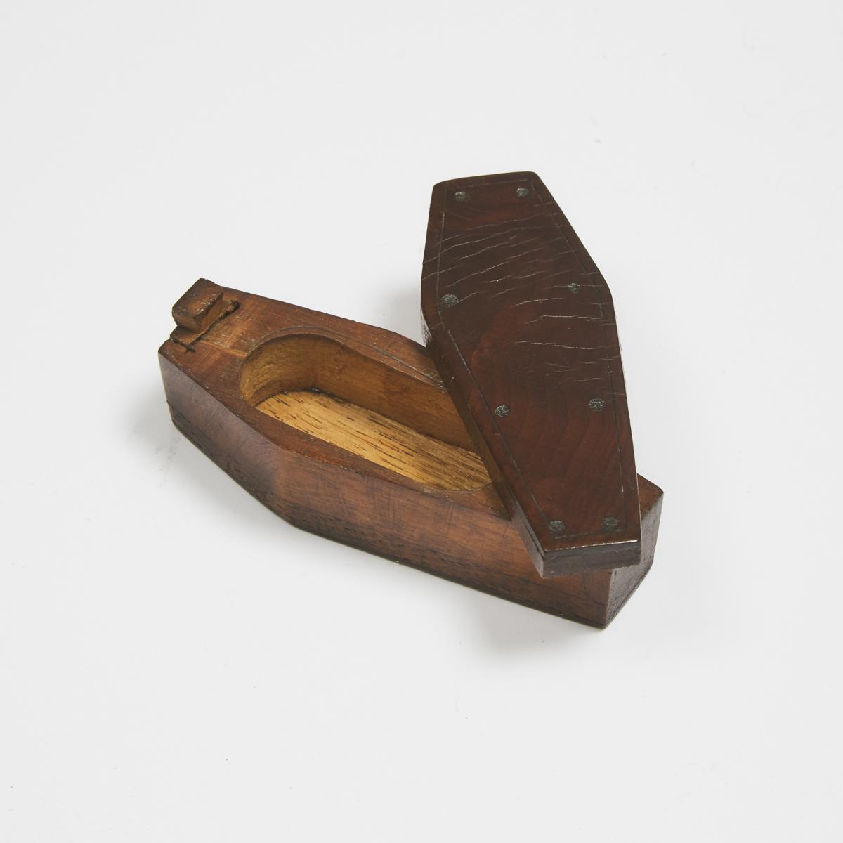 Coffin Form Mahogany Snuff Box, 19th century, length 3.4 in — 8.7 cm - Image 2 of 3