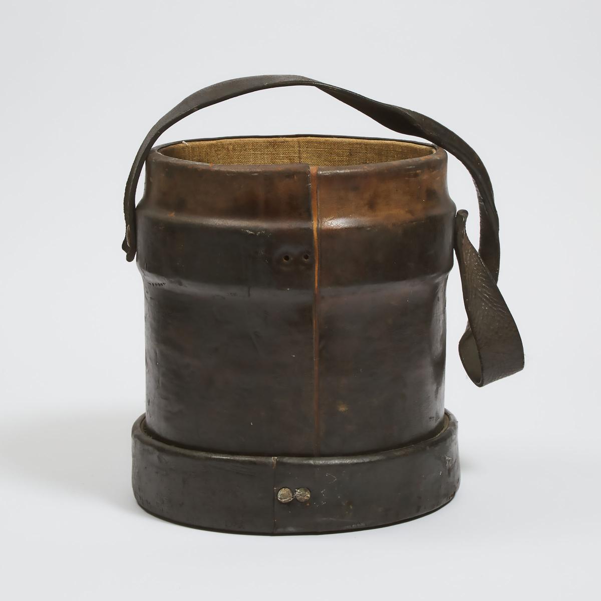 WWII British Royal Artillery Leather Shot Bucket, March, 1940, height 13.4 in — 34 cm - Image 2 of 2