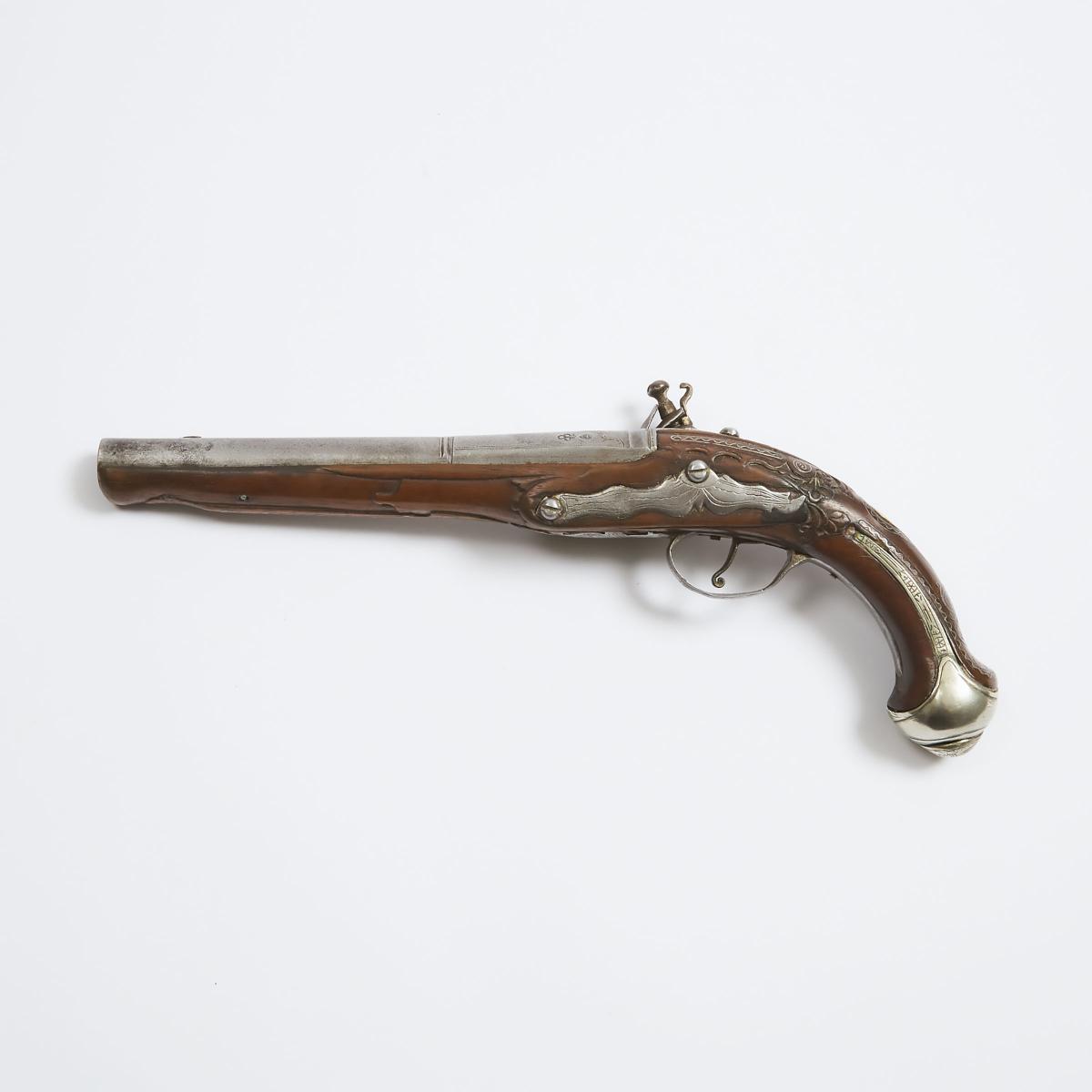 Continental Flintlock Pistol, early 19th century, height 12.75 in — 32.4 cm - Image 2 of 3