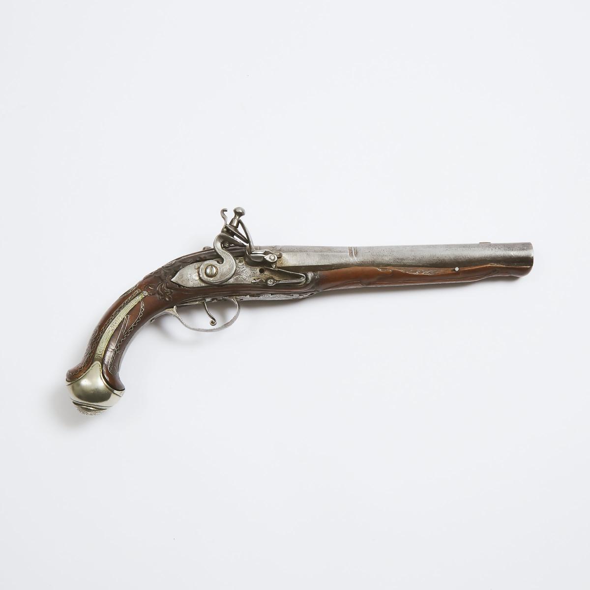 Continental Flintlock Pistol, early 19th century, height 12.75 in — 32.4 cm