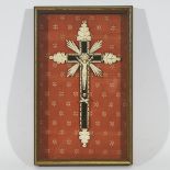 Napoleonic 'Prisoner of War' Bone Mounted Ebony Crucifix, early 19th century, overall 16.75 x 10.5 i