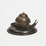 Austrian Bronze Snail Form Call Bell, early 20th century, base diameter 4.5 in — 11.4 cm