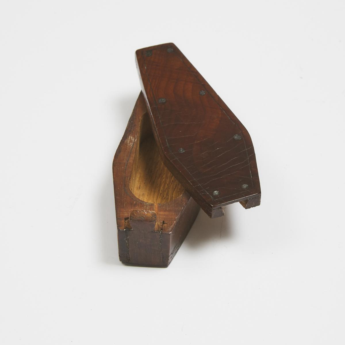 Coffin Form Mahogany Snuff Box, 19th century, length 3.4 in — 8.7 cm - Image 3 of 3