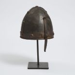 Medieval Style Iron Strap Helmet (Spangenhelm), 19th century, exclusive of nose guard height 7.7 in