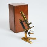Scottish Lacquered and Black Oxidized Brass Compound Microscope, W.A.C. Smith, Glasgow, late 19th ce