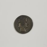 Ancient Coinage, ROMAN REPUBLIC AR JANUS DIRDRACHM, 225-214 B.C., approx. diameter 0.9 in — 2.2 cm