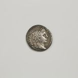 Ancient Coinage, ROMAN AUGUSTUS AR DENARIUS, 2 B.C. - 4 A.D. AND LATER, approx. diameter 0.7 in — 1.