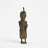 Benin Bronze Figure, Nigeria, West Africa, 20th century, height 12.25 in — 31.1 cm
