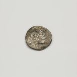 Ancient Coinage, ROMAN P. SATRIENUS AR DENARIUS, C.74 B.C., approx. length 0.7 in — 1.8 cm