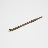 Chinese Bronze Mounted Bamboo Opium Pipe, c.1900, length 8.9 in — 22.5 cm