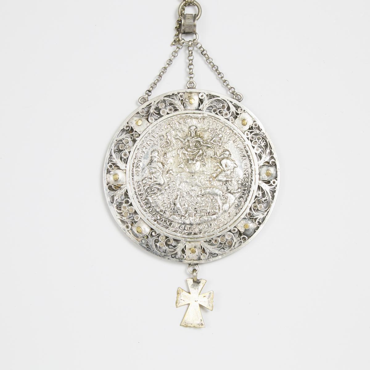 Bohemian Silver Medal, Nickel Milicz, 1546, medallion diameter 2.1 in — 5.42 cm - Image 4 of 5