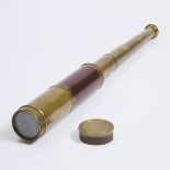 Mahogany Mounted Brass 4 Draw Marine Telescope, early-mid 19th century, length 12.8 in — 32.5 cm; ex