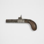 British Percussion Cap Boxlock Pocket Pistol, early-mid 19th century, length 6.5 in — 16.5 cm
