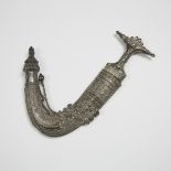 Arabian Silver Mounted Jambiya, early 20th century, overall 12.5 x 9 in — 31.8 x 22.9 cm